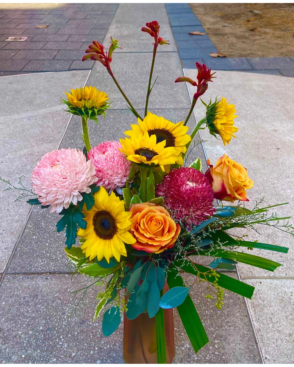 Roses and Sunflowers