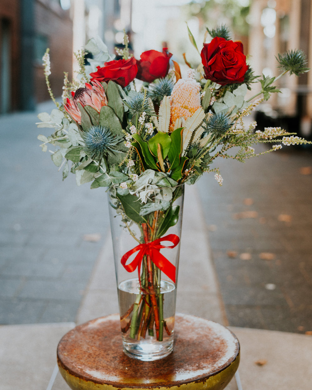 Australian Romance - Red Roses & Native Florals