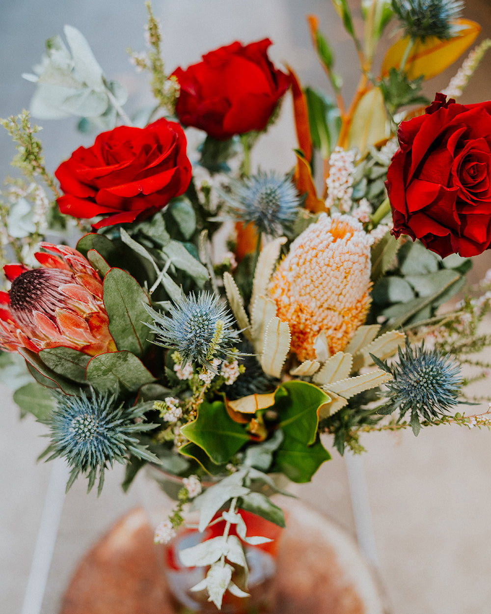 Australian Romance - Red Roses & Native Florals