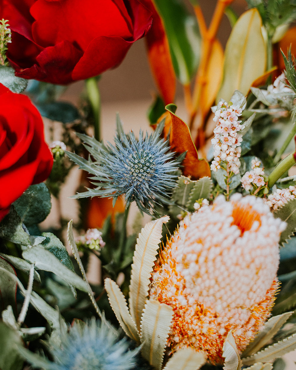 Australian Romance - Red Roses & Native Florals