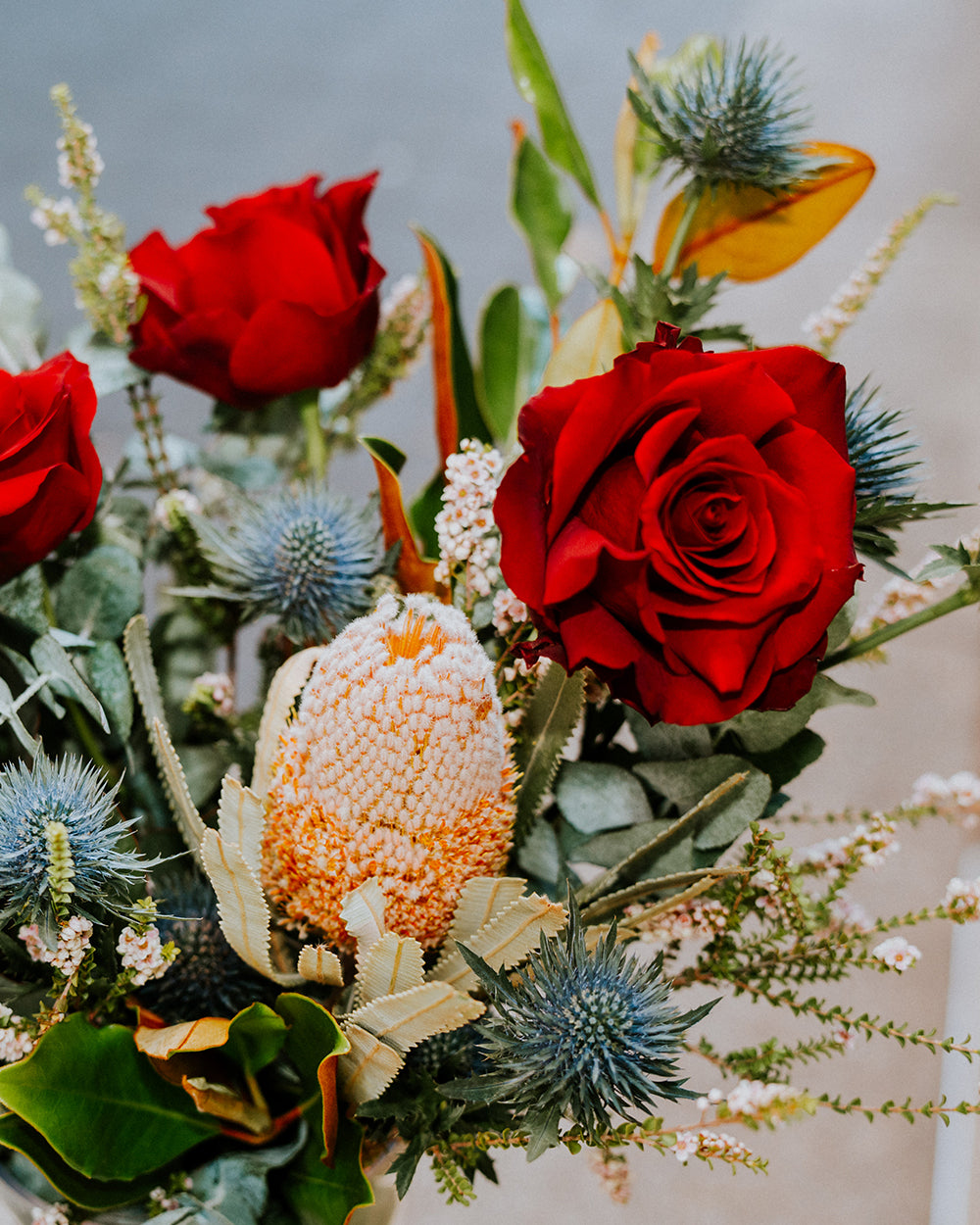 Australian Romance - Red Roses & Native Florals