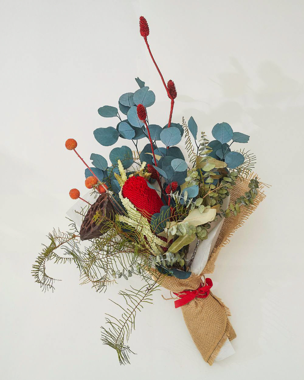 Rustic Harvest dried bouquet – warm colours, seed pods, Sydney florist