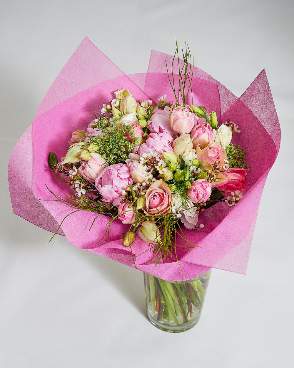 Heavenly Pink bouquet with soft pink roses and lush greenery - romantic Sydney florist gift.