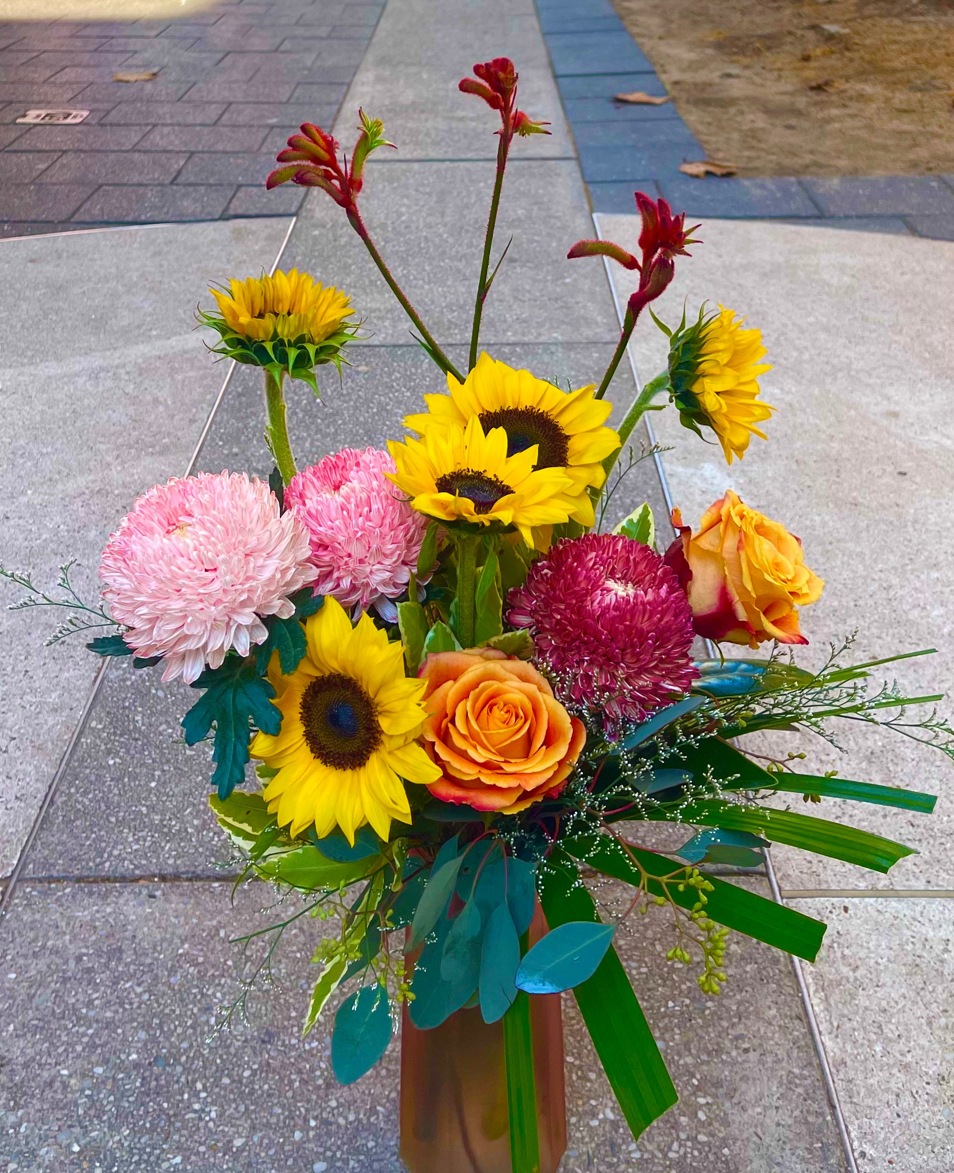 Roses and Sunflowers