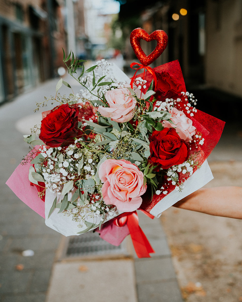 Valentine's Radiance - Mixed Roses & Baby's Breath